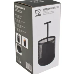 Barstuff Besteckbehälter mit Griff, 3 Fächer, schwarz - 25x12cm