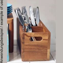 Barstuff Besteckhalter mit 3 Fächern, Akazienholz - 30x11x11,5cm