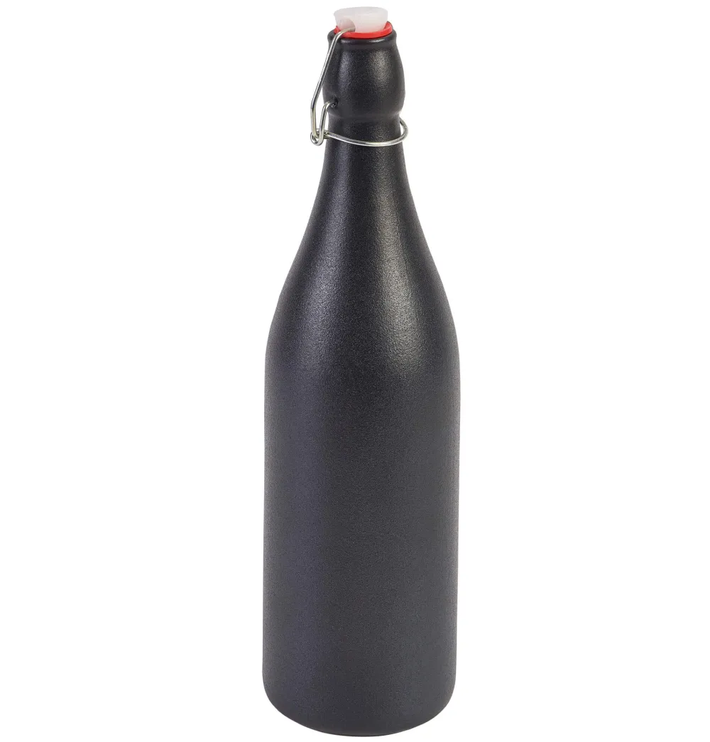 Barstuff Bügelflasche Steingut, schwarz - 1,0l (6 Stk.)
