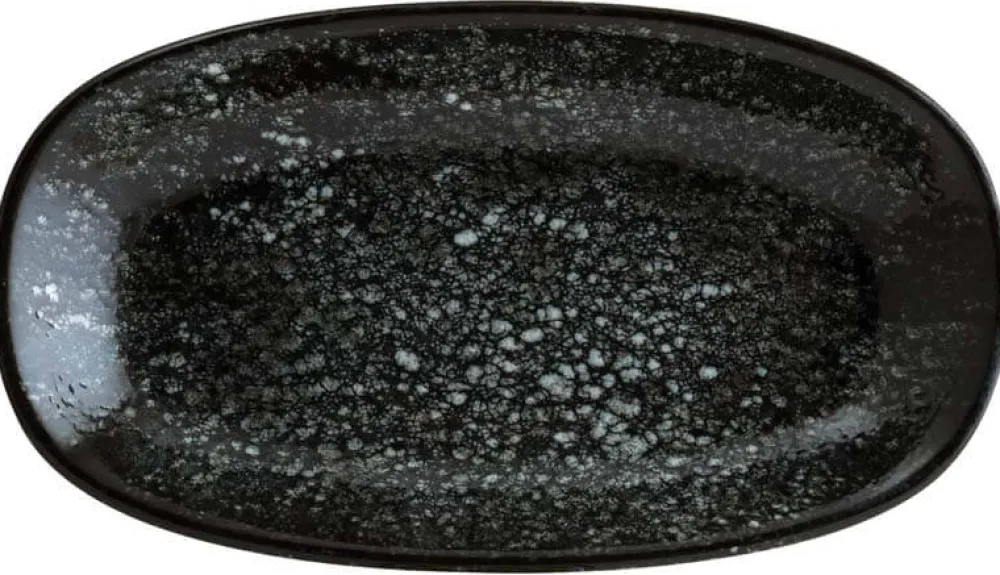 Barstuff Bonna Cosmos Black Gourmet Platte oval 24x14cm schwarz - 12 Stück