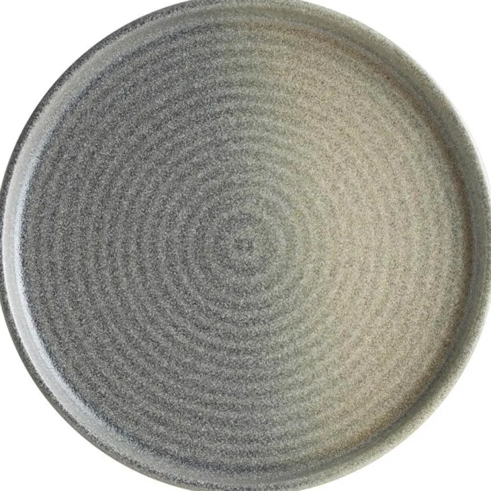 Barstuff Bonna Hornfels Ripple Teller flach 28cm grau - 6 Stück