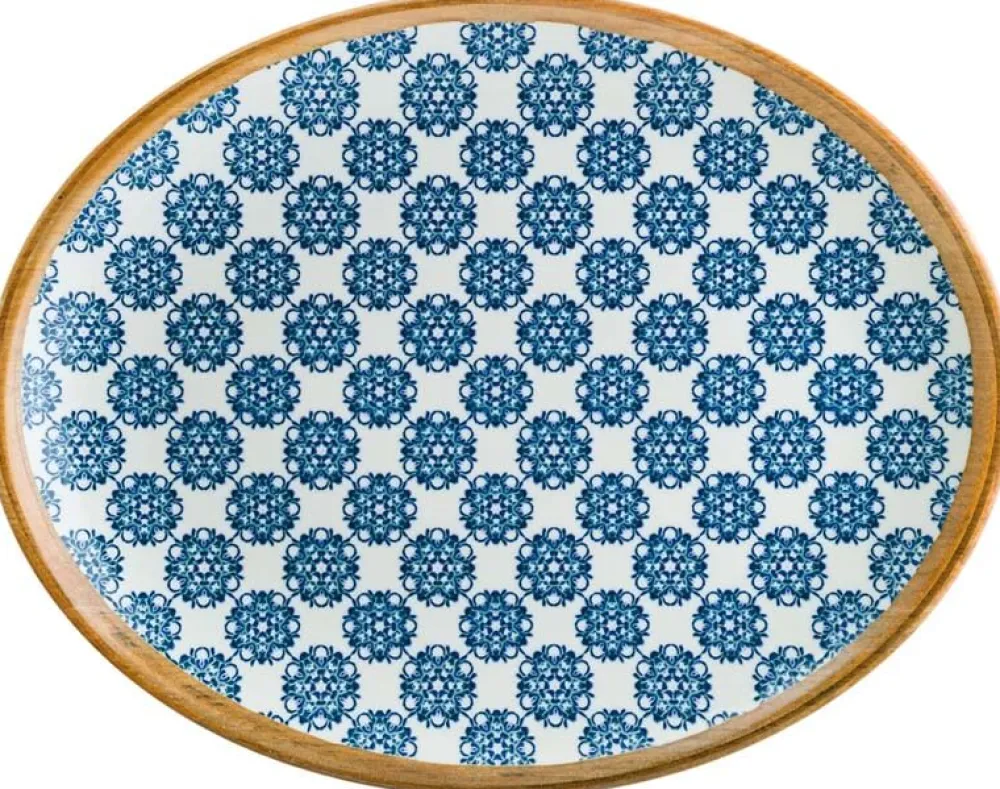 Barstuff Bonna Lotus Moove Platte oval 36x28cm blau - 6 Stück