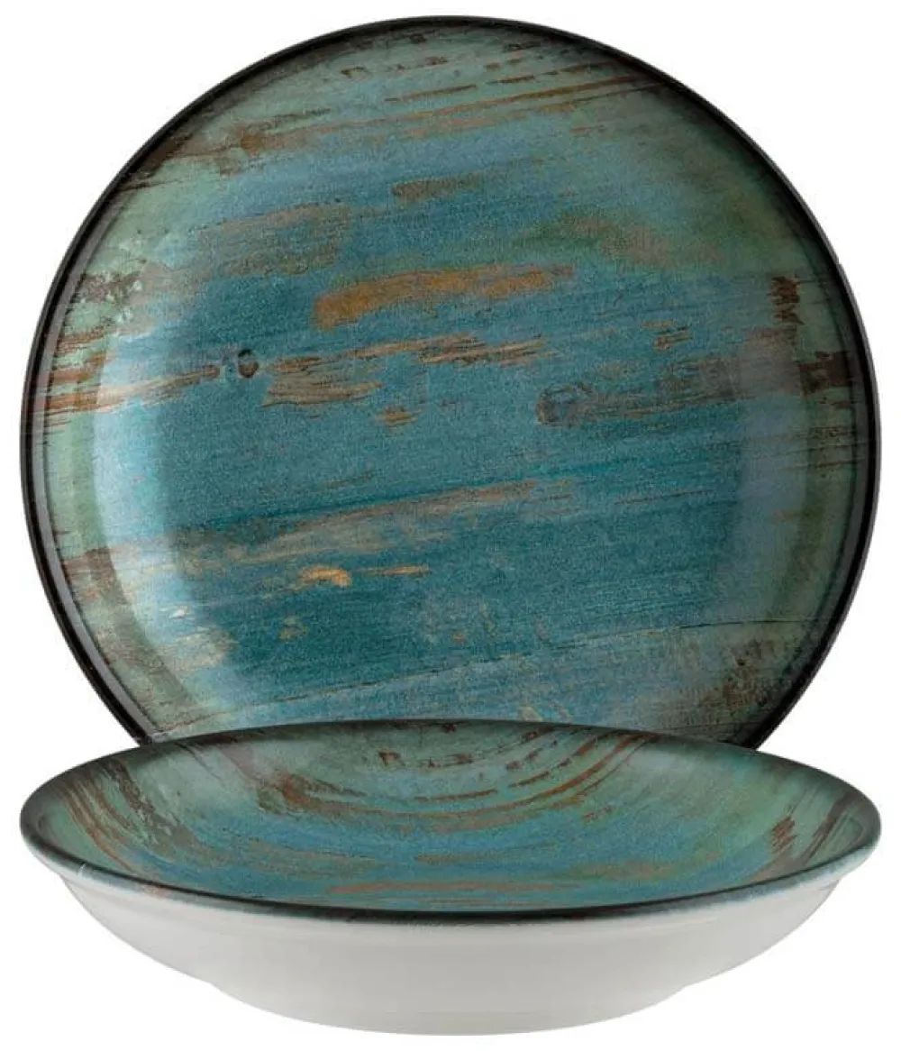 Barstuff Bonna Madera Mint Bloom Teller tief 23cm blau - 6 Stück