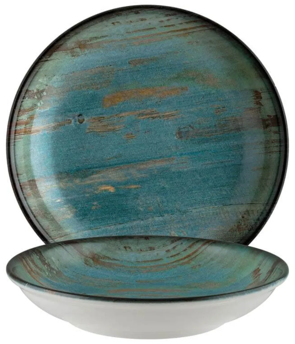 Barstuff Bonna Madera Mint Bloom Teller tief 25cm blau - 6 Stück