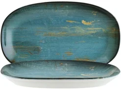 Barstuff Bonna Madera Mint Gourmet Platte oval 15x8,5cm blau - 12 Stück