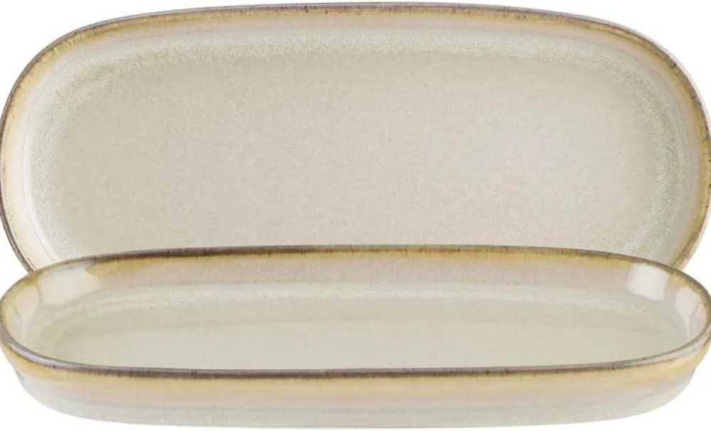Barstuff Bonna Sand Hygge Platte tief oval 21x10cm beige - 12 Stück