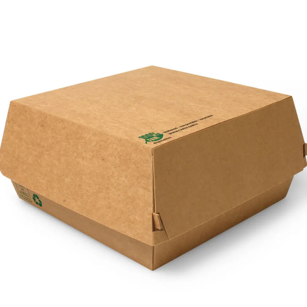 Barstuff Burgerbox XXL, Pappe braun - 9x18,5x18,5cm (25 Stk.)