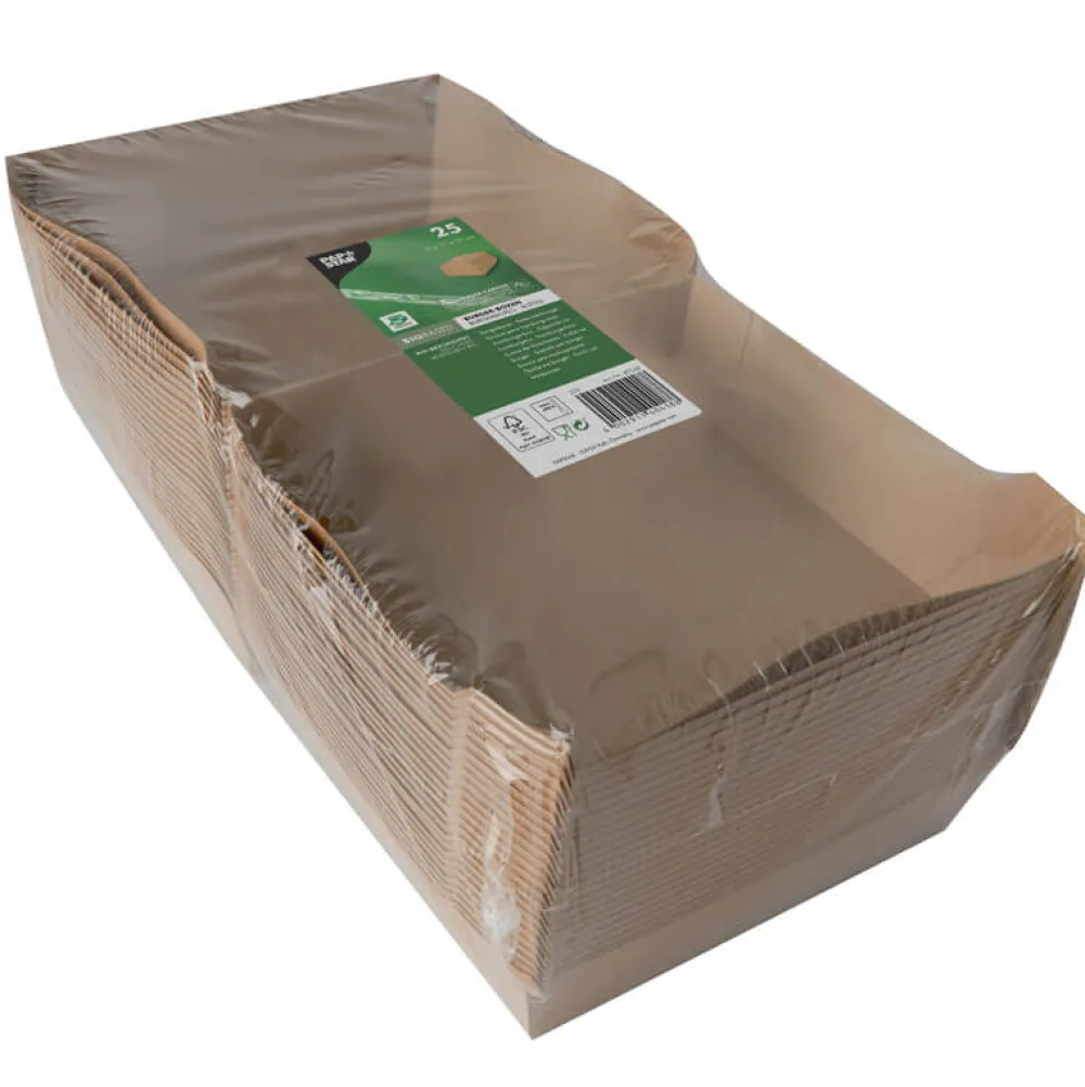 Barstuff Burgerbox XXL, Pappe braun - 9x18,5x18,5cm (25 Stk.)