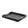 Barstuff Butler-Tablett mit Metallgriffen, Akazienholz schwarz - 54,5x44cm