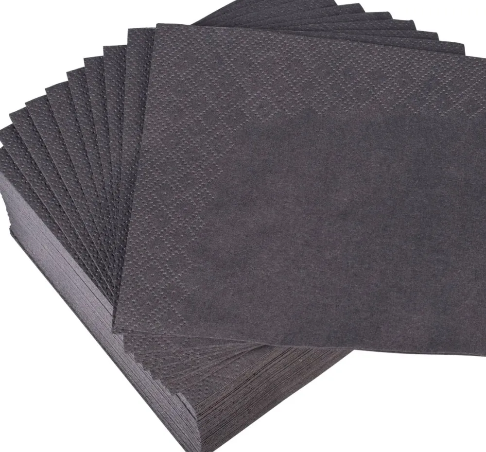 Barstuff Cocktailservietten, 24x24cm, 1/4 Falz, 2-lagig - schwarz (300 Stk.)