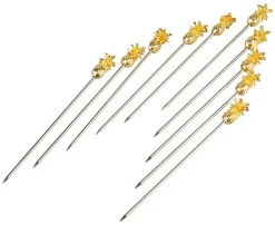 Barstuff Cocktailspieße Ananas, Metall goldfarben - 11,6cm (10 Stk.)