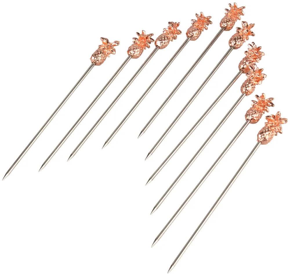 Barstuff Cocktailspieße Ananas, Metall kupferfarben - 11,6cm (10 Stk.)