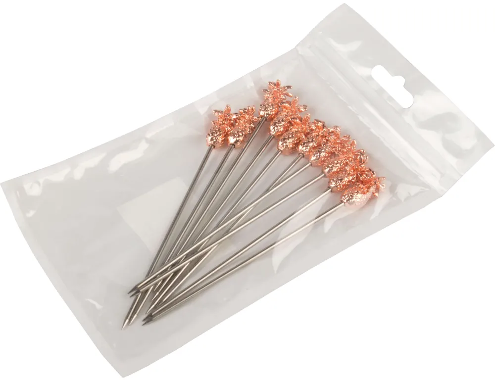 Barstuff Cocktailspieße Ananas, Metall kupferfarben - 11,6cm (10 Stk.)