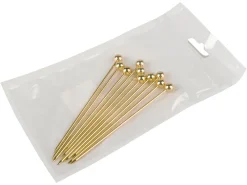 Barstuff Cocktailspieße Kugel, Metall goldfarben - 10,8cm (10 Stk.)