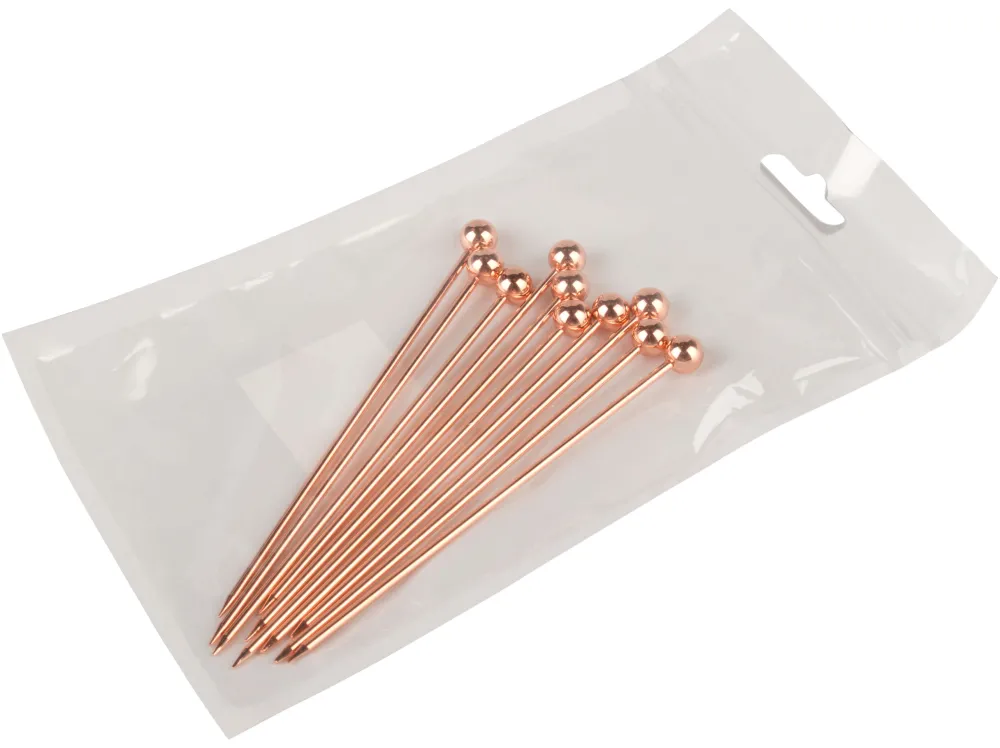 Barstuff Cocktailspieße Kugel, Metall kupferfarben - 10,8cm (10 Stk.)