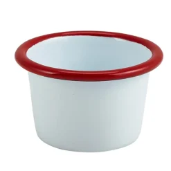 Barstuff Dipschale Emaille 90ml - weiß mit rotem Rand (12 Stk.)