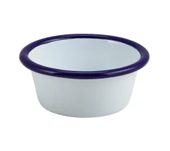 Barstuff Dipschale Emaille 90ml flach - weiß mit blauem Rand