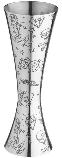 Barstuff Doppelmessbecher Aero Tattoo, Urban Bar - Edelstahl (25/50ml)