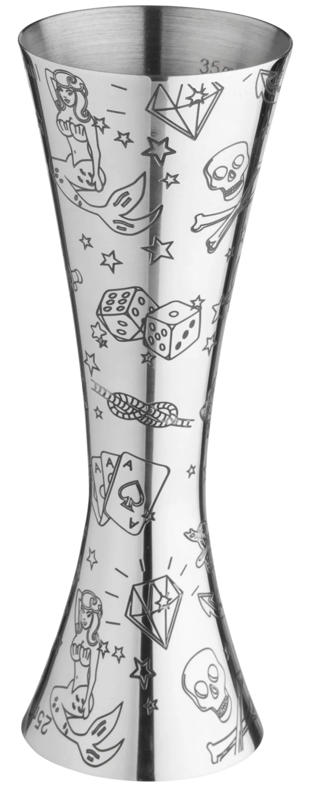 Barstuff Doppelmessbecher Aero Tattoo, Urban Bar - Edelstahl (25/50ml)
