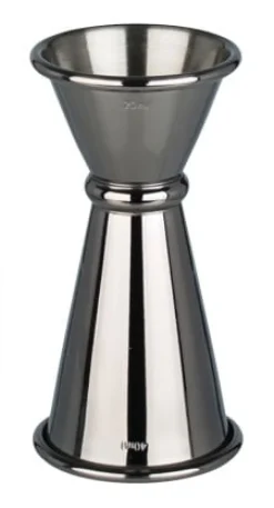 Barstuff Doppelmessbecher Japan Style, gunmetal black - Edelstahl (20/40ml)