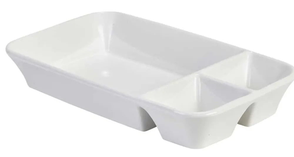 Barstuff Dreigeteilte Platte, Porzellan, weiß (1 Stk.)