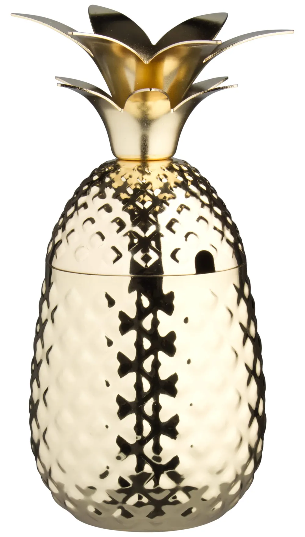 Barstuff Edelstahlbecher "Ananas" mit Deckel, Gold-Look - 500ml