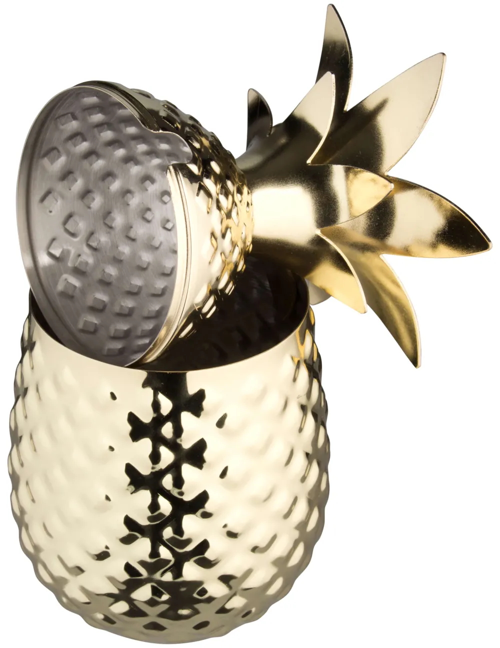 Barstuff Edelstahlbecher "Ananas" mit Deckel, Gold-Look - 500ml