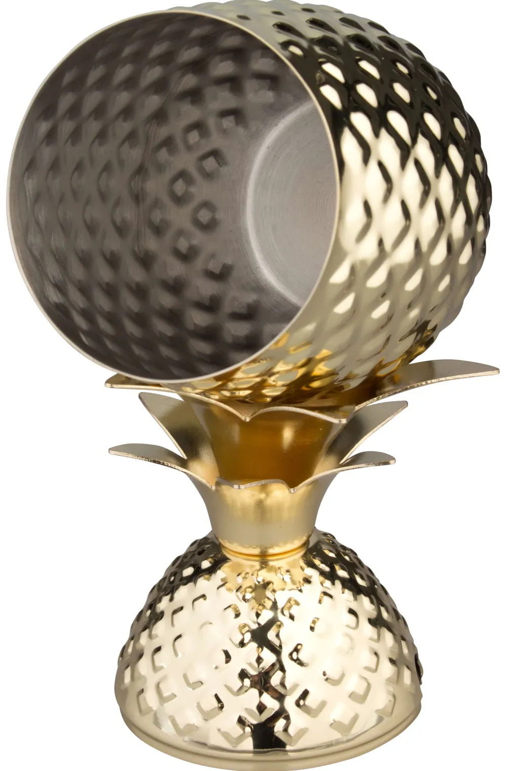Barstuff Edelstahlbecher "Ananas" mit Deckel, Gold-Look - 500ml