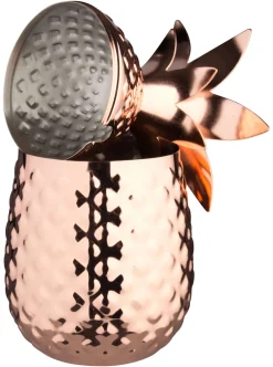 Barstuff Edelstahlbecher "Ananas" mit Deckel, Kupfer-Look - 500ml