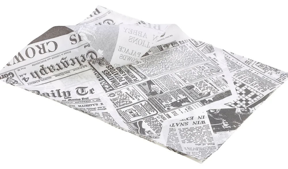 Barstuff Einschlagpapier fettdicht, Newspaper weiß - 35x25cm (1000 Stk.)