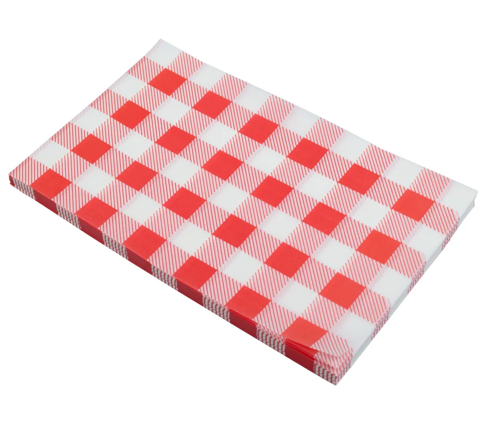 Barstuff Einschlagpapier fettdicht, Karo rot - 19x31cm (200 Stk.)