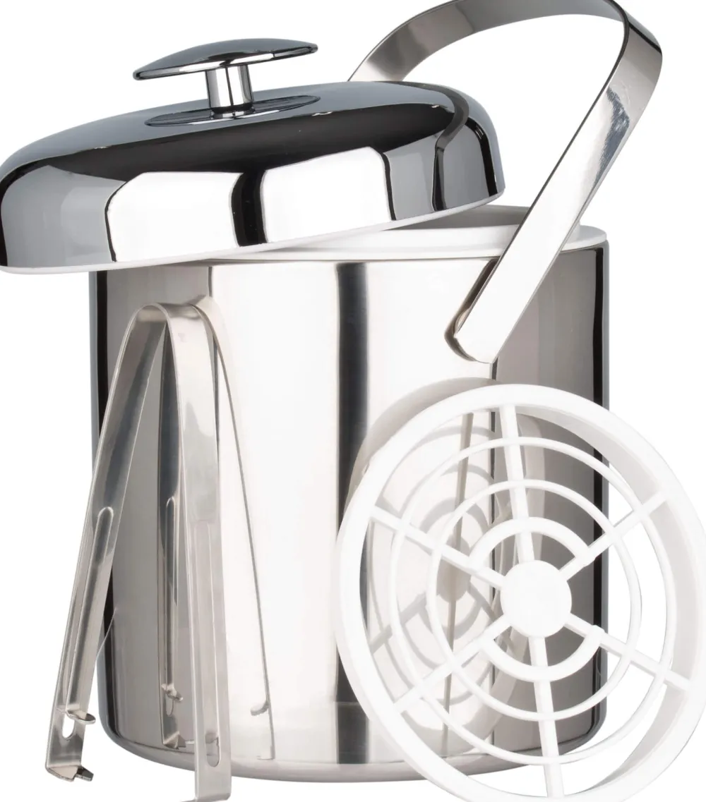 Barstuff Eiseimer Kunststoff PP, silberfarben, mit Zange - 1,3l