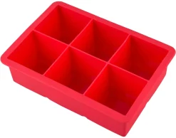 Barstuff Eiswürfelform 6 Cubes, Silikon, rot - 4,5cm