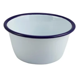 Barstuff Emaille-Schale, weiß mit blauem Rand - 500ml (12 Stk.)