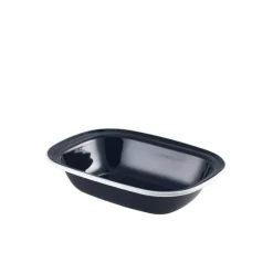 Barstuff Emaille-Schüssel rechteckig, schwarz mit weißem Rand - 20 x 15 x 4,5 cm (12 Stk.)