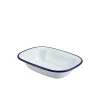 Barstuff Emaille-Schüssel rechteckig, weiß mit blauem Rand - 20 x 15 x 4,5 cm (12 Stk.)