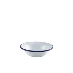 Barstuff Emaille-Schüssel, weiß mit blauem Rand - 16 cm