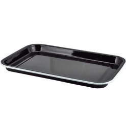 Barstuff Emaille-Serviertablett, schwarz mit weißem Rand - 33,5x23,5x2,2cm