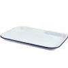 Barstuff Emaille-Serviertablett, weiß mit blauem Rand - 33,5x23,5x2,2cm
