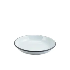 Barstuff Emaille-Teller tief / Pastateller, weiß mit grauem Rand - 20cm