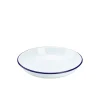 Barstuff Emaille-Teller tief / Pastateller, weiß mit blauem Rand - 22cm