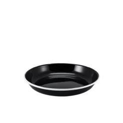 Barstuff Emaille-Teller tief / Pastateller, schwarz mit weißem Rand - 20cm