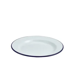 Barstuff Emaille-Teller, weiß mit blauem Rand - 24cm