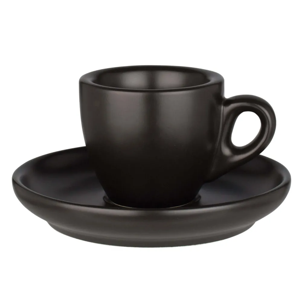 Barstuff Espressotasse Barista mit Untertasse, Porzellan schwarz - 55ml (6 Sets)