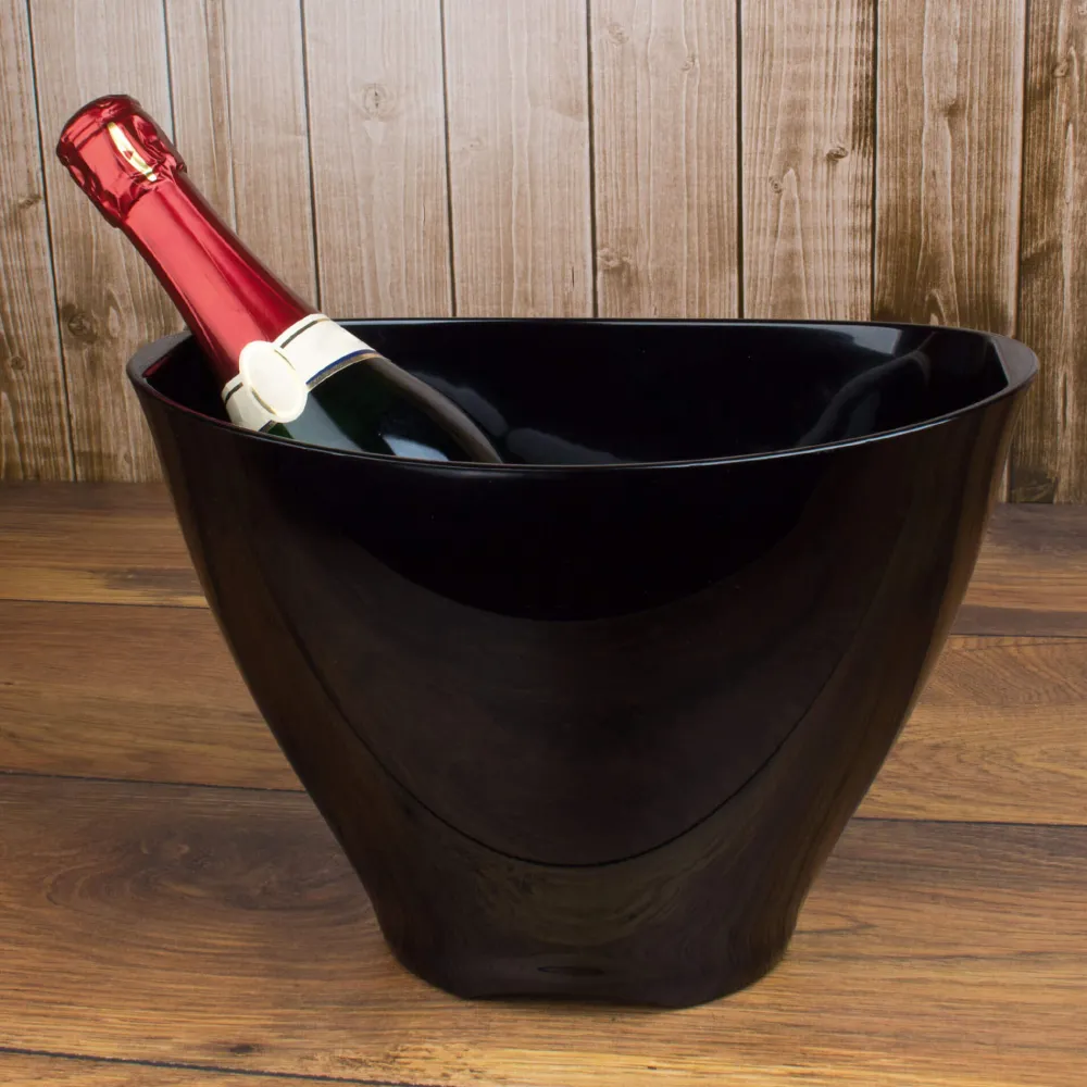 Barstuff Flaschenkühler Acryl, oval - schwarz (1-2 Flaschen)