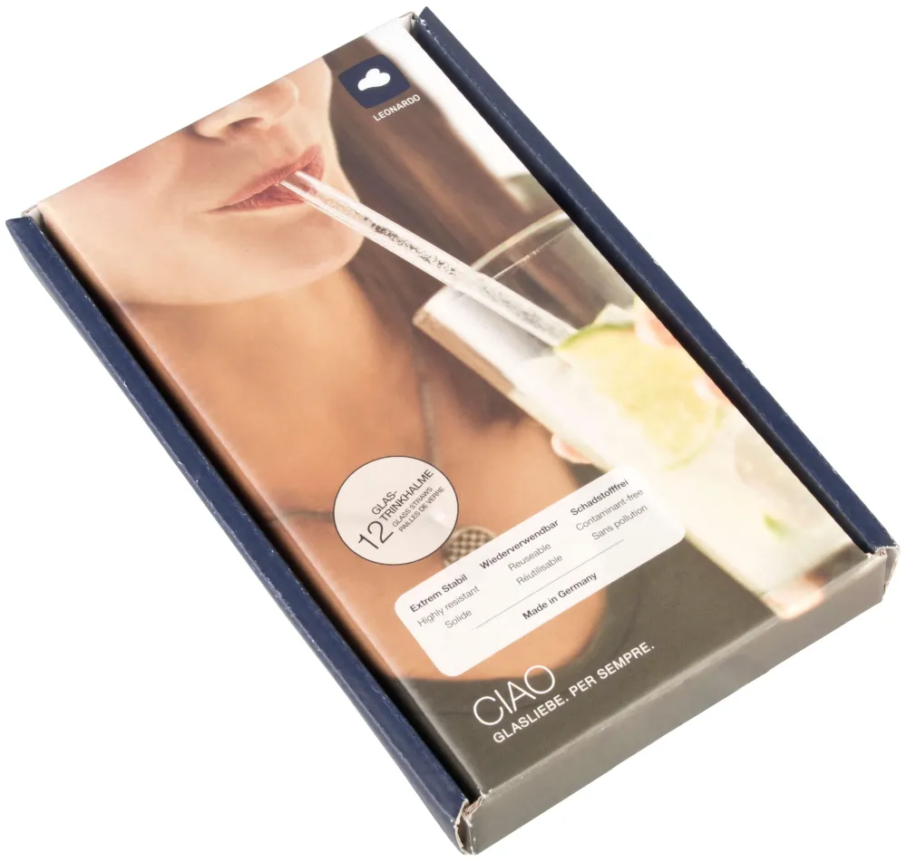 Barstuff Glastrinkhalme (9x200mm), Leonardo - klar (12 Stk.)