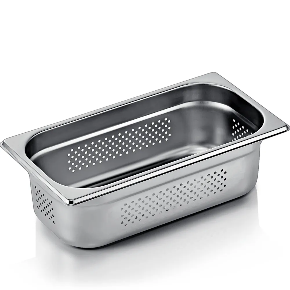 Barstuff GN 1/3 Behälter, mit Seiten- & Bodenlochung,CNS, GN ESSENTIALS - 10cm (6 Stk.)