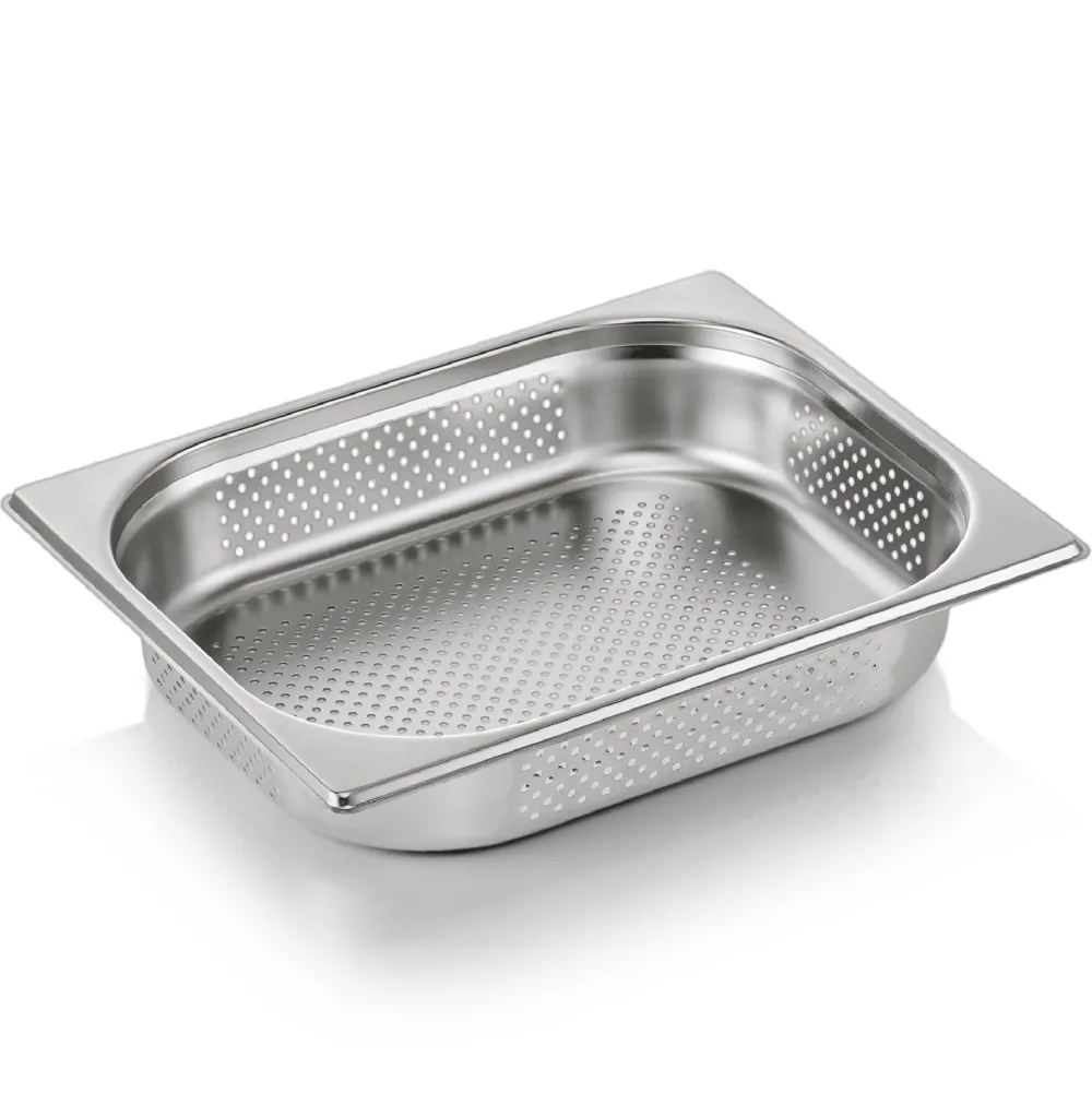Barstuff GN 1/2 Behälter, mit Seiten- & Bodenlochung, CNS, GN ESSENTIALS - 6,5cm (6 Stk.)