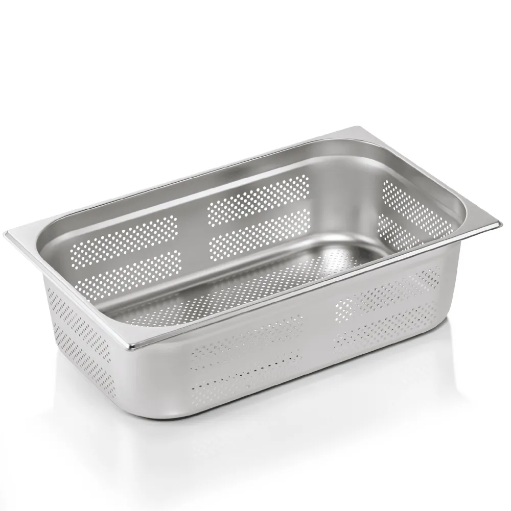 Barstuff GN 1/1 Behälter, mit Seiten- & Bodenlochung,CNS, GN ESSENTIALS - 15cm (6 Stk.)
