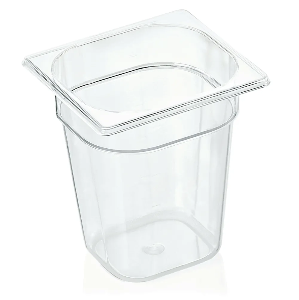 Barstuff GN 1/6 Behälter mit Skalierung, Polycarbonat transparent - H 20cm (Serie GN 94)
